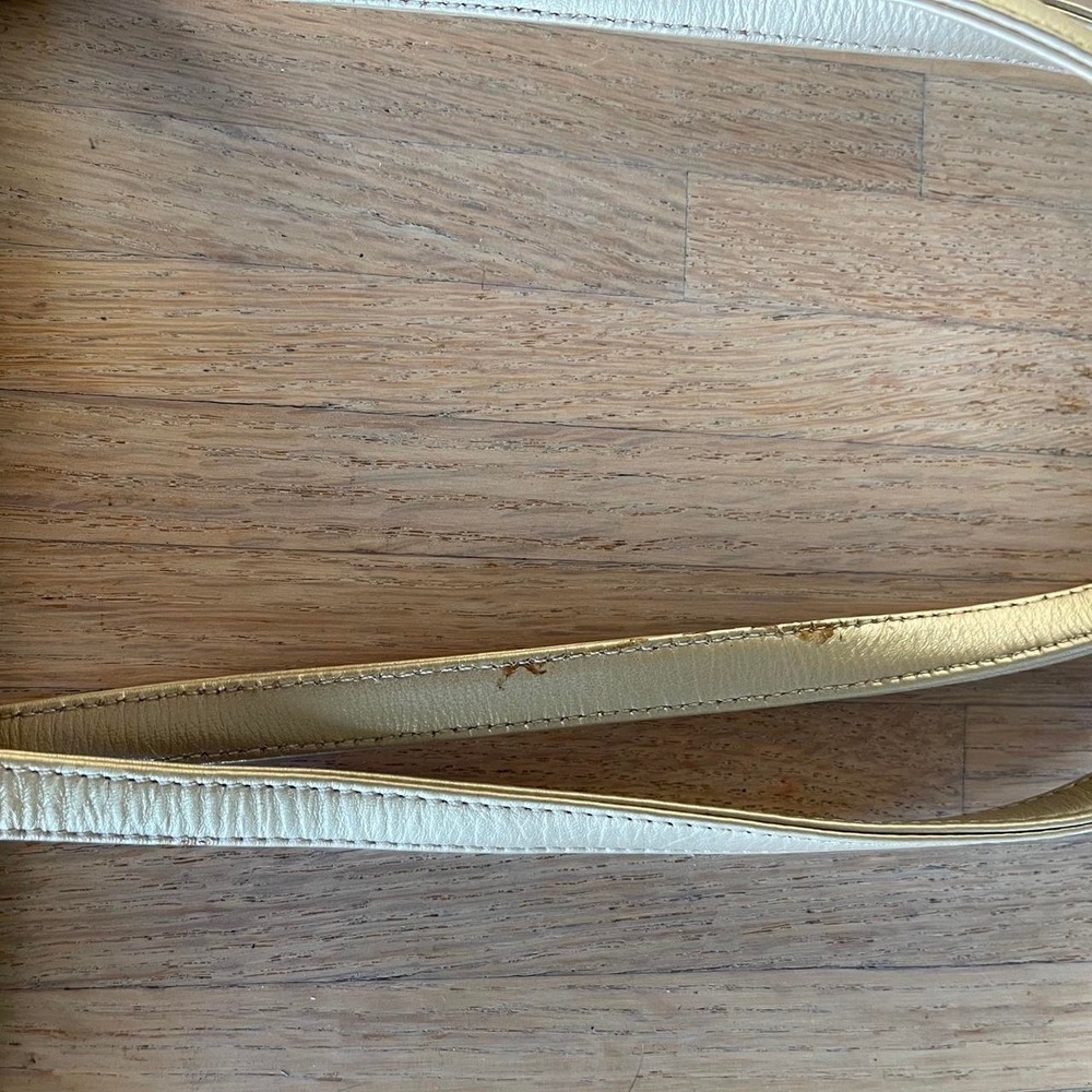 Vintage Y2K Aspects Woven Leather Handbag Metallic Gold‎ Shoulder Bag Purse - Picture 3 of 7